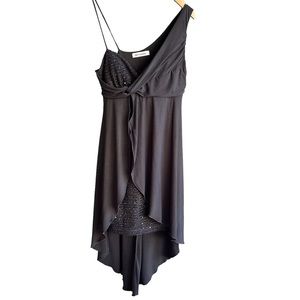 MYSTIC Black Mini Dress One Shoulder  Size L